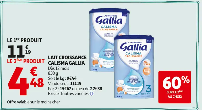 Offre: Lait croissance calisma