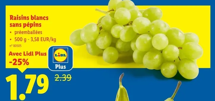 Offre: Raisins blancs sans pépins