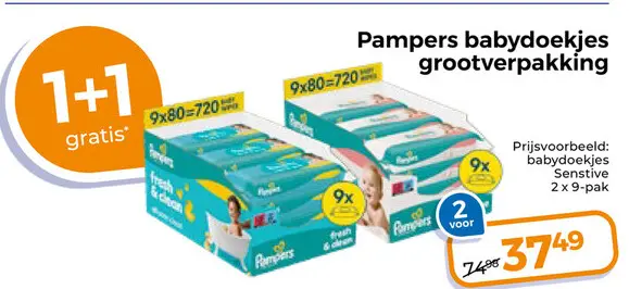 Aanbieding: Pampers babydoekjes grootverpakking