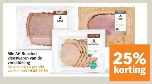 Aanbieding: Alle AH Roasted vleeswaren van de versafdeling