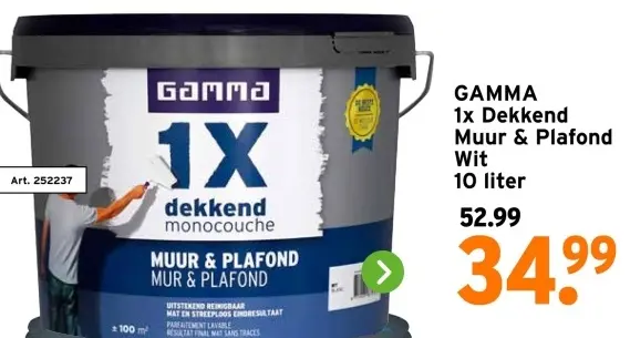 Aanbieding: 1x Dekkend Muur & Plafond Wit