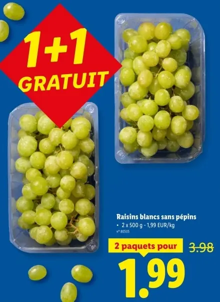 Offre: Raisins blancs sans pépins