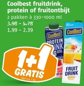 Aanbieding: fruitdrink, protein of fruitontbijt