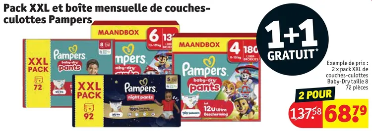 Offre: Pack XXL et boîte mensuelle de couches-culottes