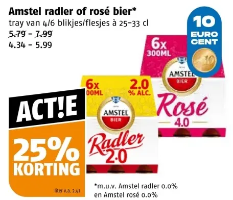 Aanbieding: Amstel radler of rosé bier
