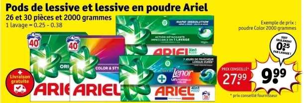 Offre: Pods de lessive et lessive en poudre