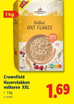 Aanbieding: Crownfield Havervlokken volkoren