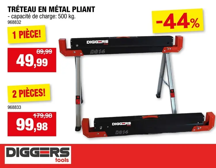 Offre: Diggers tréteau 500kg métal