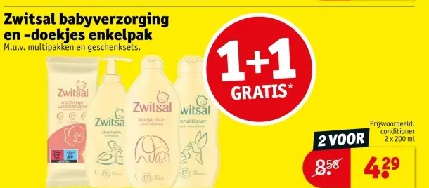 Aanbieding: Zwitsal babyverzorging en -doekjes enkelpak
