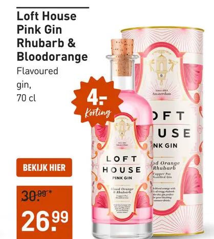 Aanbieding: Loft House Pink Gin Rhubarb & Bloodorange 70CL
