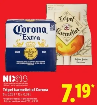 Aanbieding: Tripel karmeliet of Corona