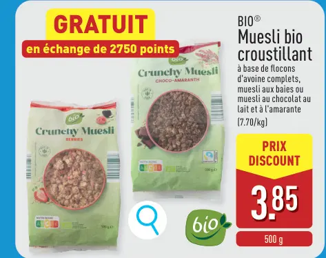 Offre: Muesli bio croustillant