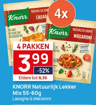Aanbieding: 4 pakken KNORR Natuurlijk Lekker Lasagne Mix   60g