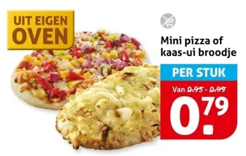 Aanbieding: Mini pizza of kaas-ui broodje