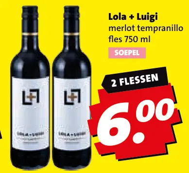 Aanbieding: Lola + Luigi merlot tempranillo