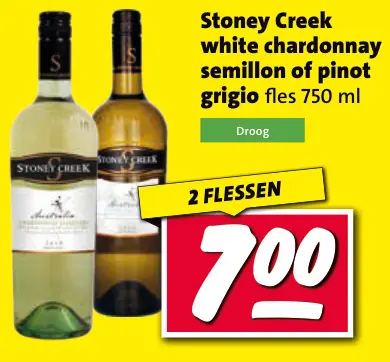 Aanbieding: Stoney Creek white chardonnay semillon of pinot grigio