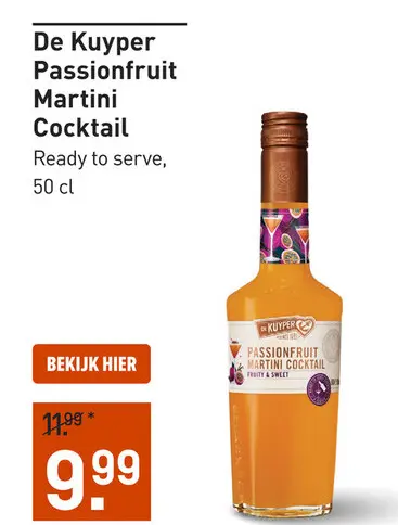 Aanbieding: De Kuyper Passionfruit Martini Cocktail 50CL