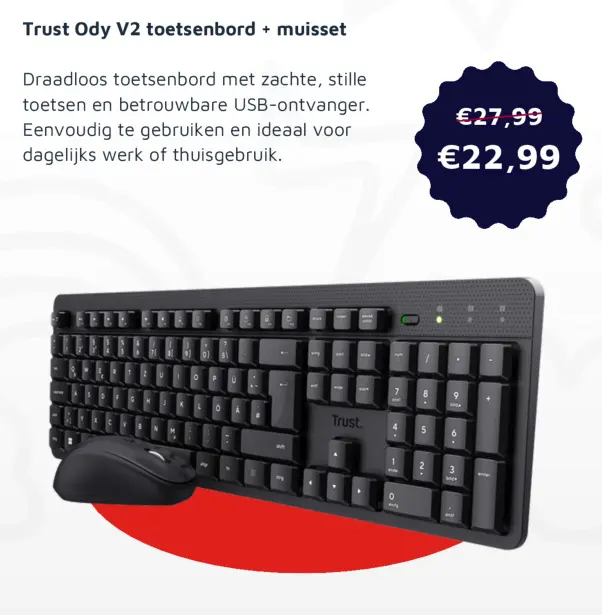 Aanbieding: Trust Ody V2 toetsenbord + muisset