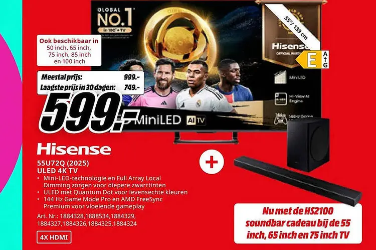 Aanbieding: 55u72q (2025) uled 4k tv