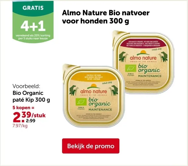 Promotie: Almo Nature Bio natvoer voor honden