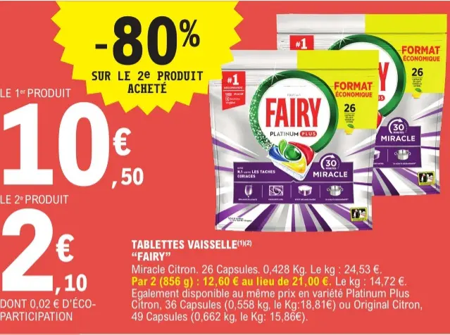 Promotie: Tablettes vaisselle "FAIRY"