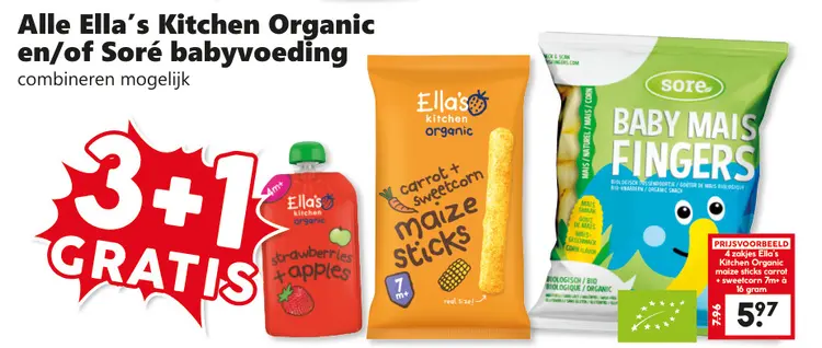 Aanbieding: Alel Ella's Kitchen Organic en/of Soré babyvoeding