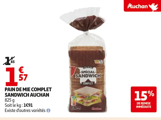 Aanbieding: Pain de mie complet sandwich
