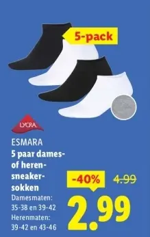 Aanbieding: 5 paar dames- of herensneakersokken