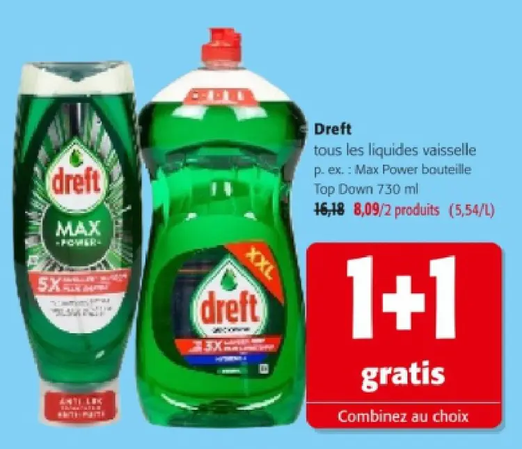 Offre: Dreft tous les liquides vaisselle