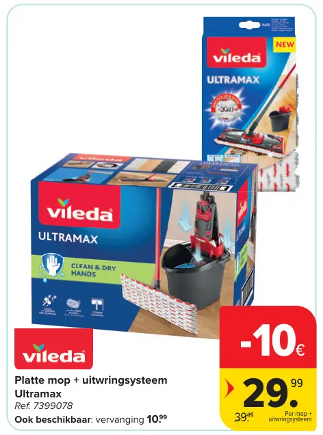 Promotie: Platte mop + uitwringsysteem Ultramax