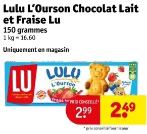 Offre: Lulu L'Ourson Chocolat Lait et Fraise