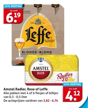 Aanbieding: Amstel Radler, Rose of Leffe