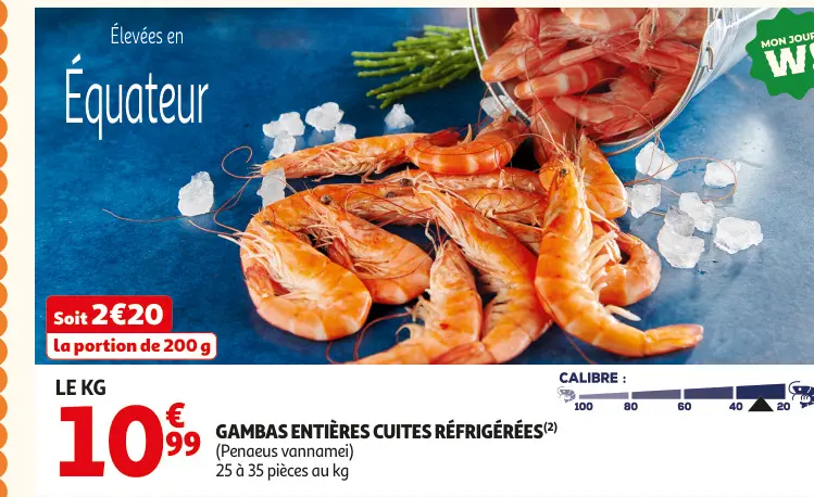 Aanbieding: Gambas entières cuites réfrigérées
