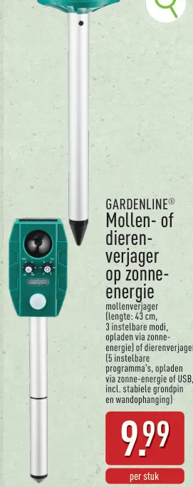 Aanbieding: Mollen- of dieren-verjager op zonne-energie