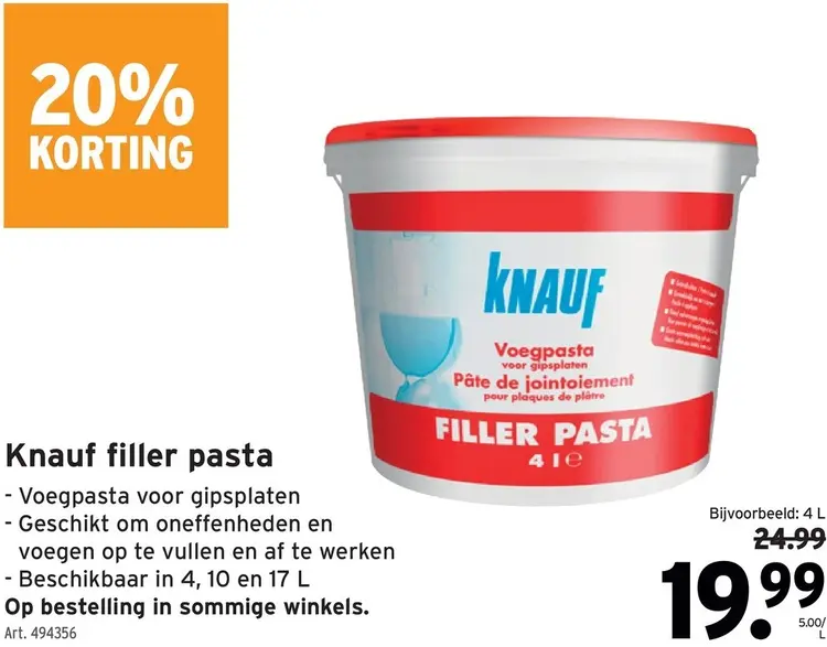 Promotie: Filler pasta