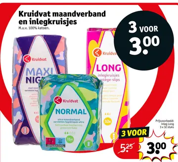 Aanbieding: Kruidvat maandverband en inlegkruisjes