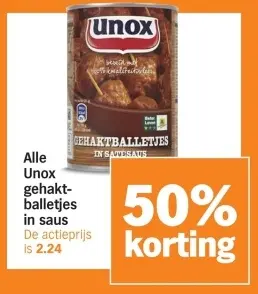 Aanbieding: Alle Unox gehaktballetjes in saus