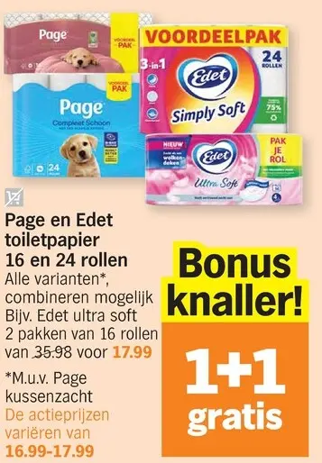 Promotie: Toiletpapier 16 en 24 rollen