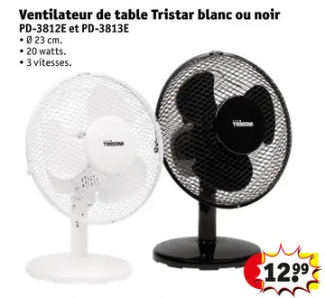Offre: Ventilateur de table blanc ou noir