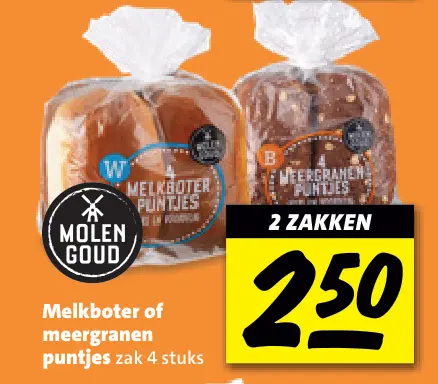 Aanbieding: Melkboter of meergranen puntjes