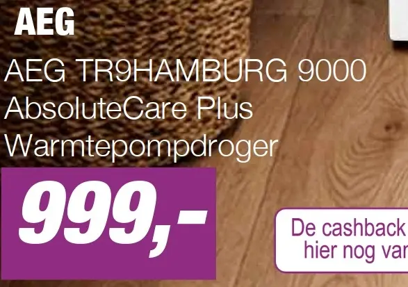 Aanbieding: AEG TR9HAMBURG 9000 AbsoluteCare Plus Warmtepompdroger