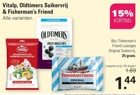 Aanbieding: Vitalp, Oldtimers Suikervrij & Fisherman's Friend