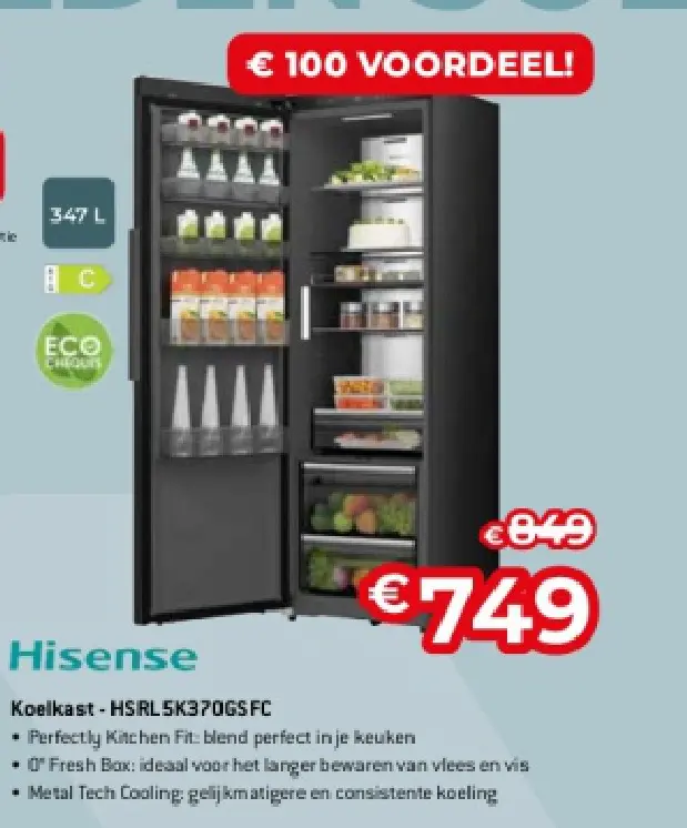 Promotie: Koelkast - HSRL5K370GSFC