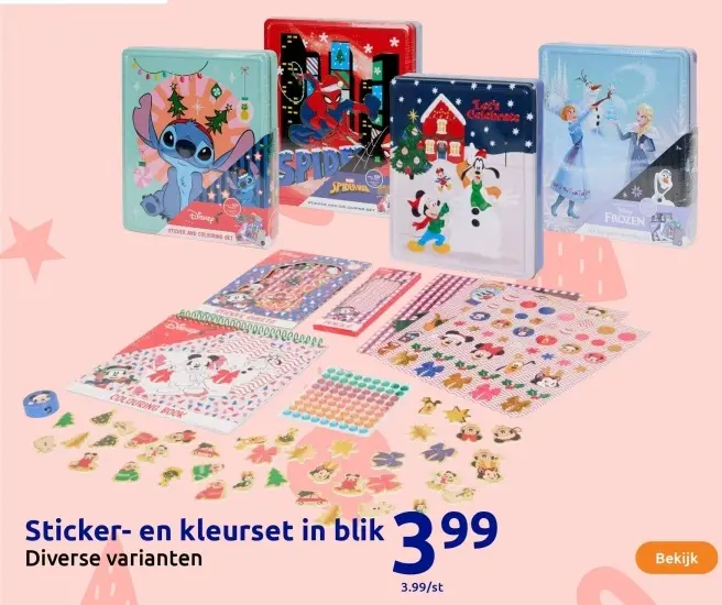 Aanbieding: Sticker- en kleurset in blik