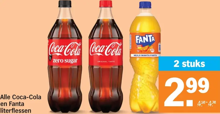 Aanbieding: Alle Coca-Cola en Fanta literflessen