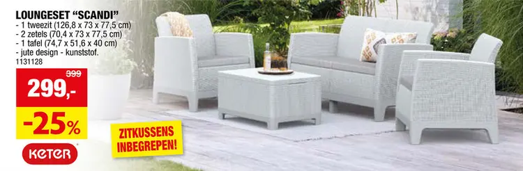 Promotie: Keter Scandi loungeset ash grey