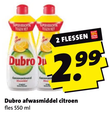 Aanbieding: Dubro afwasmiddel citroen