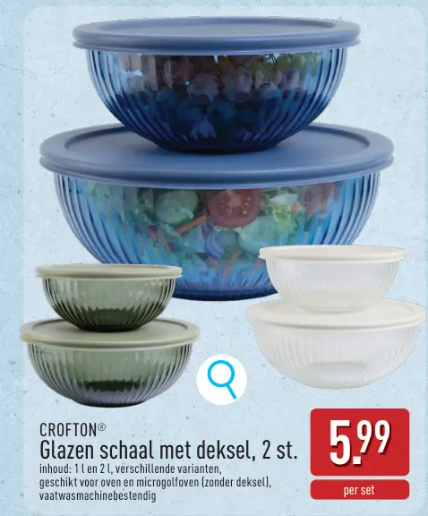 Promotie: Glazen schaal met deksel