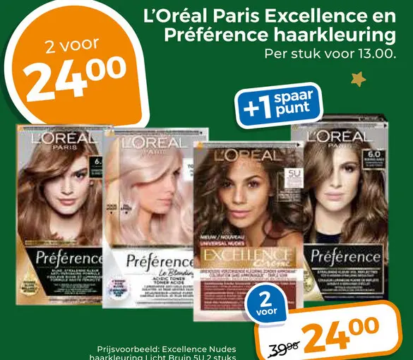 Aanbieding: L'Oréal Paris Excellence en Préférence haarkleuring