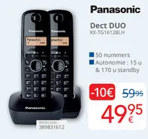 Aanbieding: Panasonic Dect DUO KX-TG1612BLH
